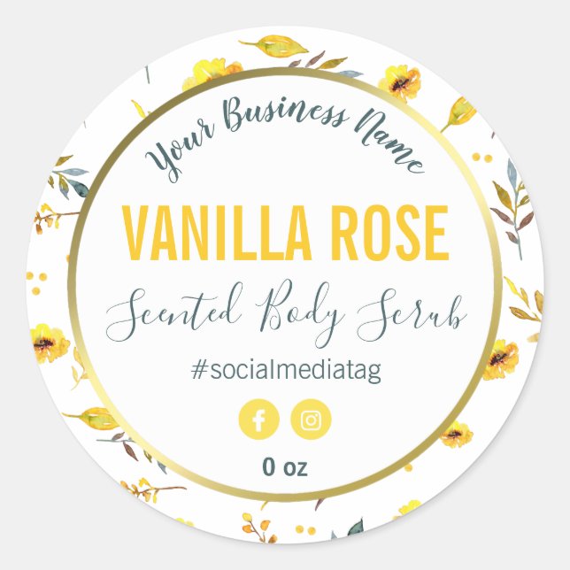 Étiquettes de produits Fleurs Jaunes (Devant)