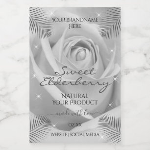 Étiquettes de produits floraux Argent gris Rose Pa