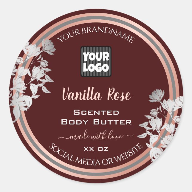 Étiquettes de produits floraux Customisés Bourgogn (Devant)