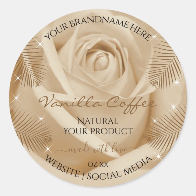 Étiquettes de produits floraux Rose Brown clair    (Devant)