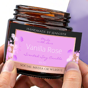 Étiquettes de produits floraux rose Noir et Rose O