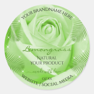 Étiquettes de produits floraux Rose vert avec Feui