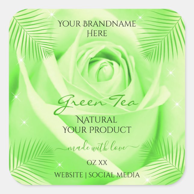 Étiquettes de produits floraux Rose vert clair Feu (Devant)