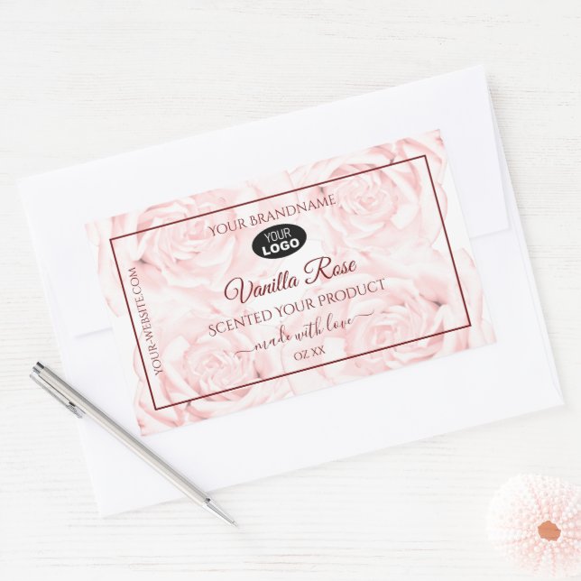 Étiquettes de produits floraux Roses rose clair av (Enveloppe)