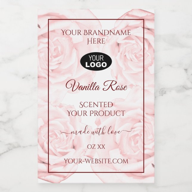 Étiquettes de produits floraux Roses rose clair av (Étiquettes simples)