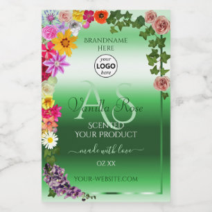 Étiquettes de Produits Floraux Vert Lumineux avec
