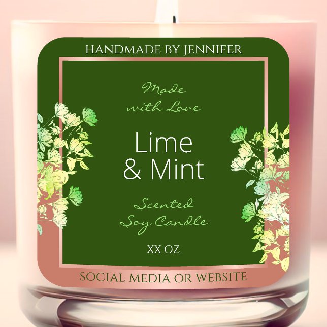 Étiquettes de produits floraux verts de forêt avec (Créateur téléchargé)