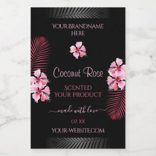 Étiquettes de produits noirs exotiques Fleurs Hawa