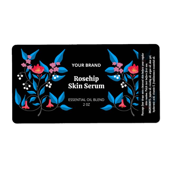 Étiquettes de produits noirs illustrés personnalis (Devant)