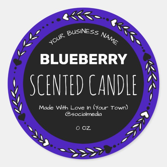 Étiquettes de produits parfumés Indigo Blueberry (Devant)