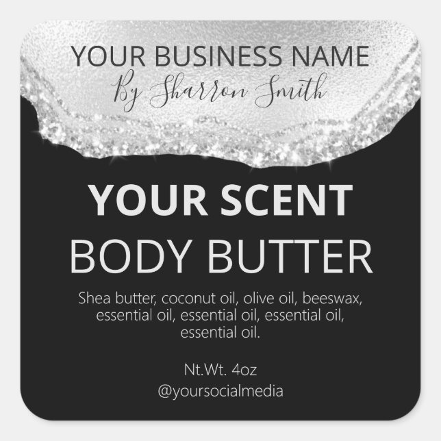 Étiquettes de produits professionnels Black Silver (Devant)