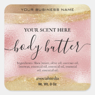 Étiquettes de produits rose et or pour bain et cor