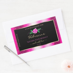 Étiquettes de produits roses et noires Parties sci