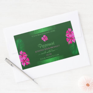 Étiquettes de produits verts Fleurs roses avec Feu
