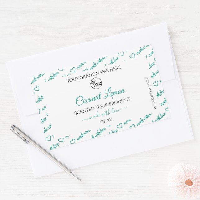 Étiquettes de produits Word Cloud blanc et Turquoi (Enveloppe)