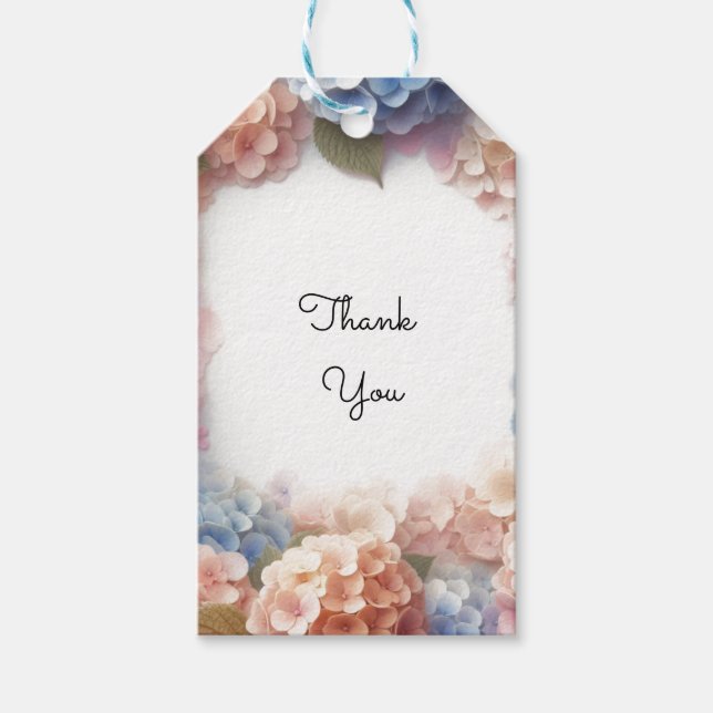 Étiquettes de remerciement aquarelle Hydrangea (Devant)