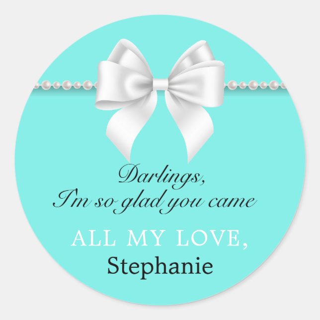 Étiquettes de remerciement d'anniversaire Aqua Ele (Devant)