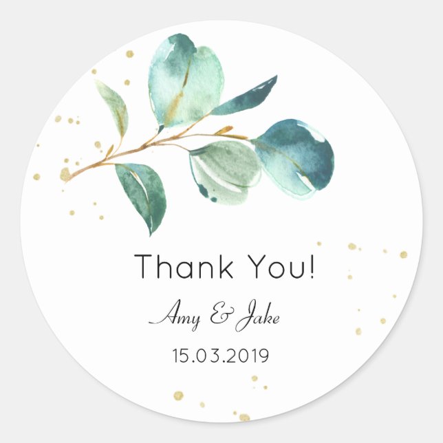 Étiquettes de remerciement de mariage à la verdure (Devant)