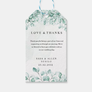 Étiquettes de remerciement de mariage au eucalyptu