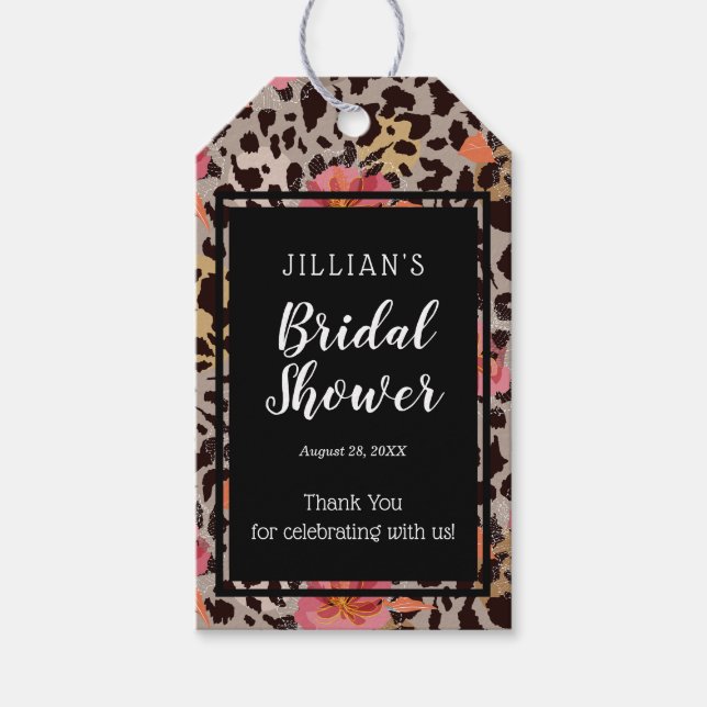 Étiquettes de remerciement de mariage floral rose  (Devant)