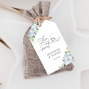 Étiquettes de remerciement de mariage florales ble