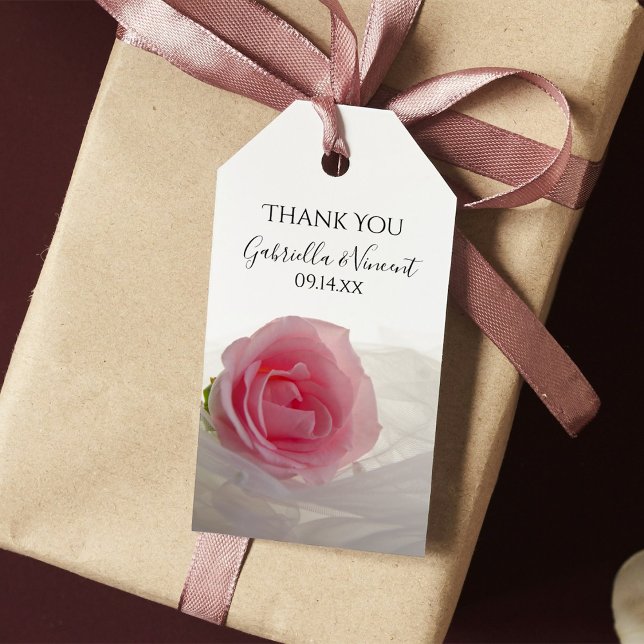 Étiquettes de remerciement de mariage Rose rose su (Créateur téléchargé)