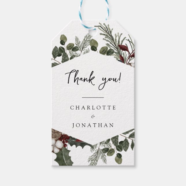 Étiquettes de remerciement de mariage verdure hive (Devant)