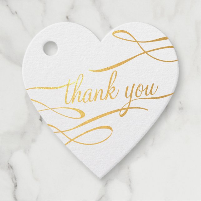 Étiquettes de remerciement en feuille dorée élégan (Devant)