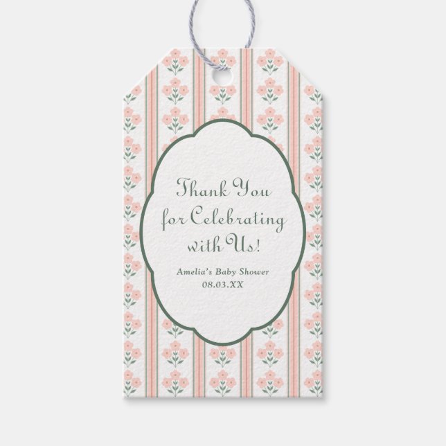 Étiquettes de remerciement pour Baby Shower Fleurs (Devant)