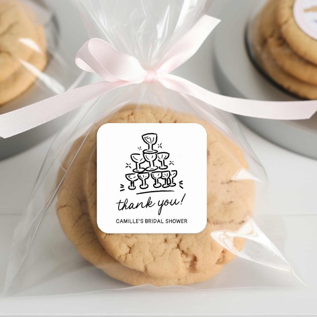 Étiquettes de remerciement pour une douche de mari (Champagne Bridal Shower Thank you sticker)