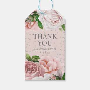 Étiquettes de remerciement Rose Bonbon Paillettes 