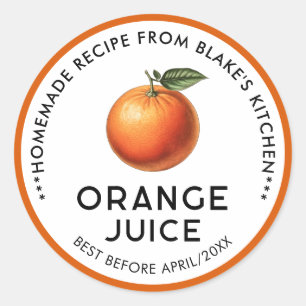 Étiquettes de réserve de jus d'orange fait maison