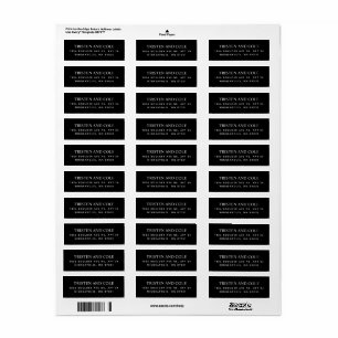 Étiquettes de retour Adresse Élégante Classe Noire