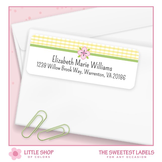 Étiquettes de retour d'adresse à motif floral jaun (Créateur téléchargé)