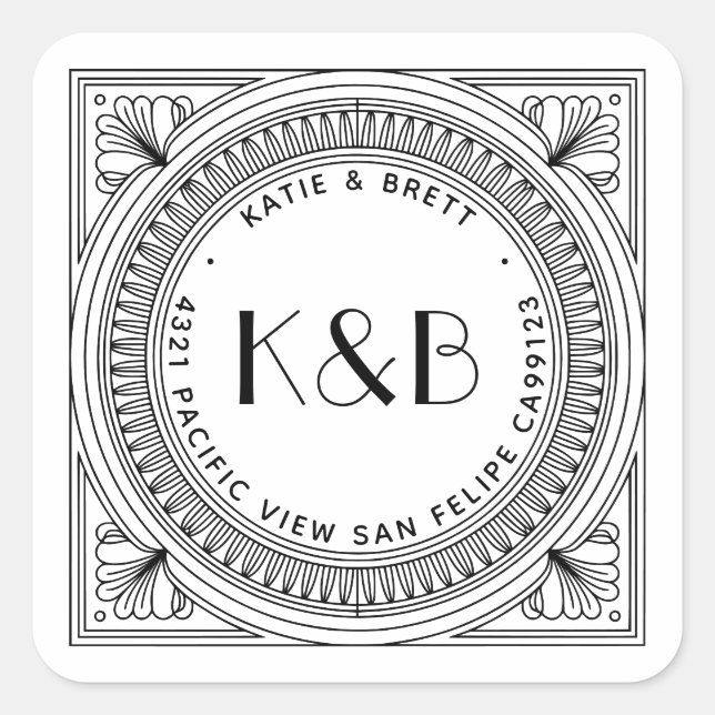 Étiquettes de retour d'adresse Art Déco - Personna (Devant)