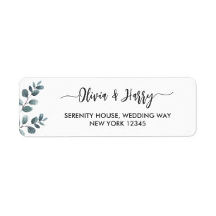 Étiquettes de retour d'adresse de mariage à l'aqua