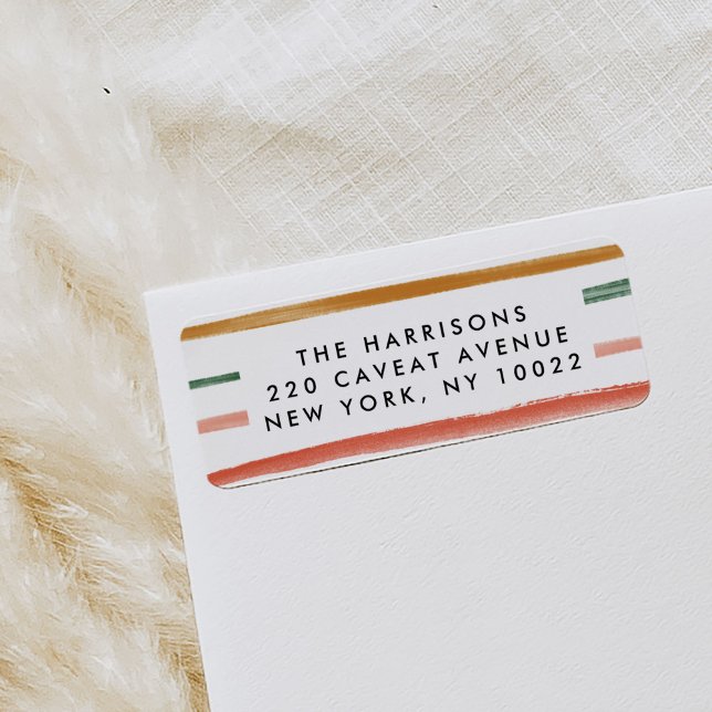 Étiquettes de retour d'adresses de bandes colorées (Festive watercolor stripes return address labels.)