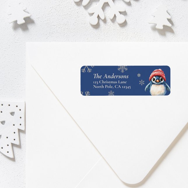 Étiquettes de retour de Noël de pingouins personna (Personalized Penguin Christmas Return Labels)