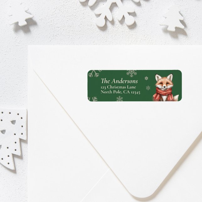 Étiquettes de retour de Noël personnalisées Fox (Personalized Fox Christmas Return Address Labels)