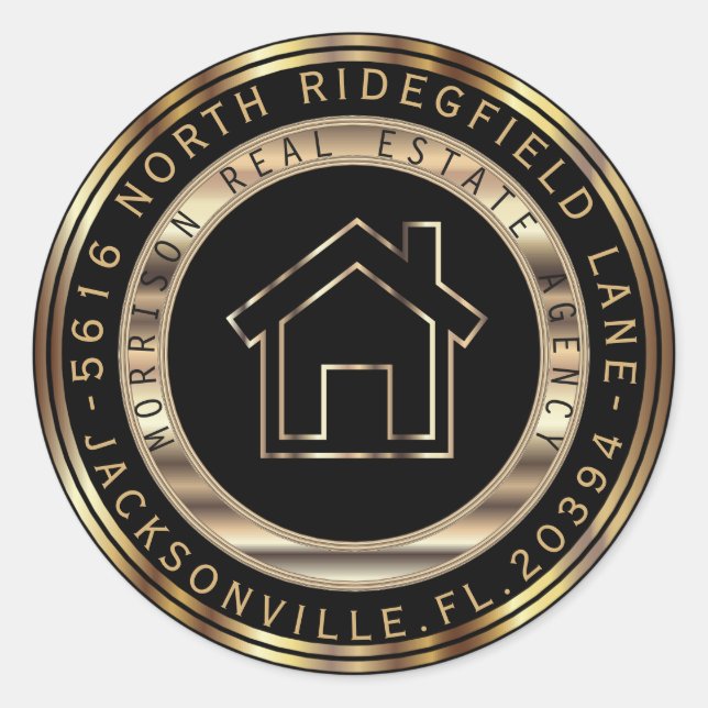 Étiquettes de retour Gold et Black Metal Realtor (Devant)