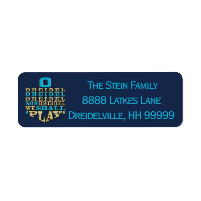 Étiquettes de retour Hanoukka "O Dreidel Dreidel D (Devant)
