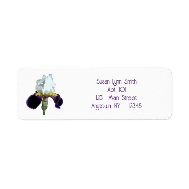 Étiquettes de retour Iris Violet et Blanc (Devant)