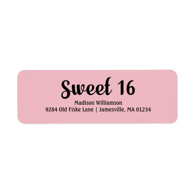 Étiquettes de retour Sweet sixteen rose (Devant)