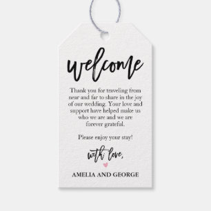 Étiquettes de sacs de bienvenue de mariage brossée