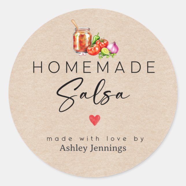 Étiquettes de Salsa Faite Maison | Autocollants Fa (Devant)