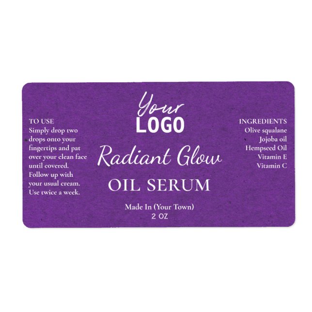 Étiquettes de sérum brillant de texture de papier  (Devant)