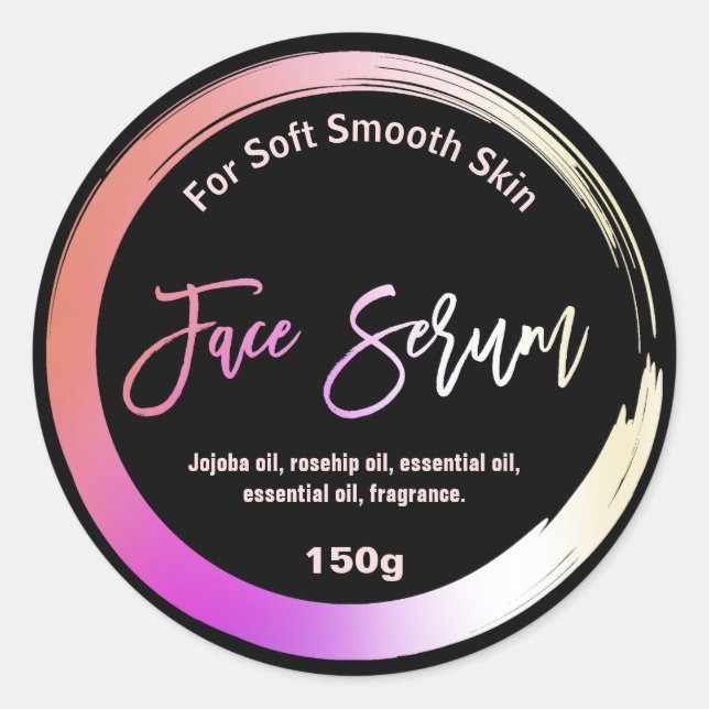 Étiquettes de sérum pour visage à cercle holograph (Devant)