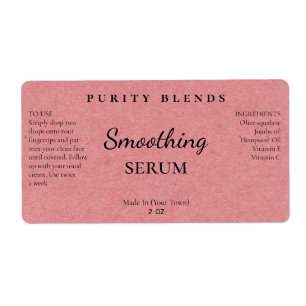 Étiquettes de sérum rose naturel