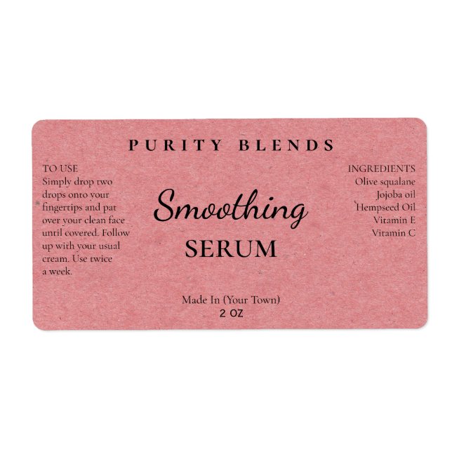 Étiquettes de sérum rose naturel (Devant)