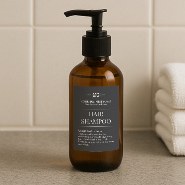 Étiquettes de shampooing de cheveux de monogramme  (Créateur téléchargé)